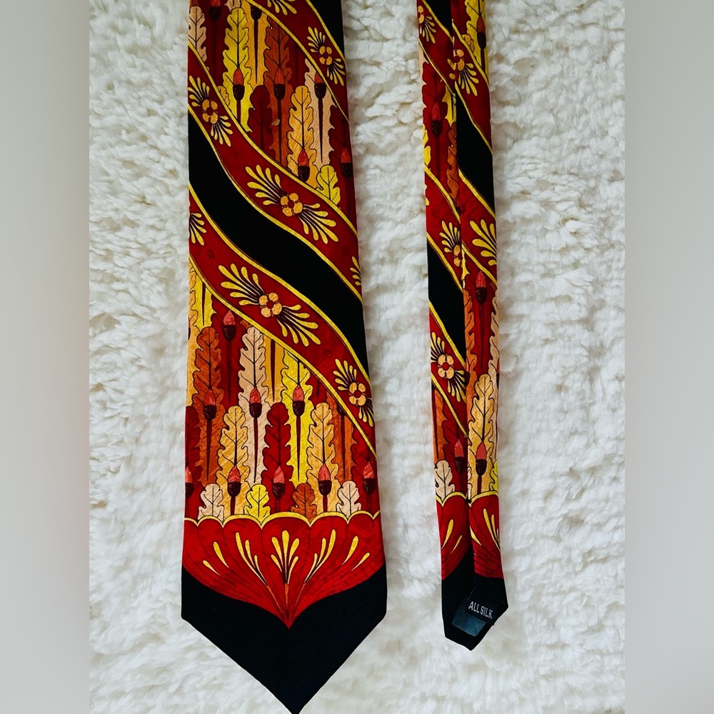 Vintage Silk RUSH LIMBAUGH No Boundaries Acorns & Leaves Fall Multi-Color Tie